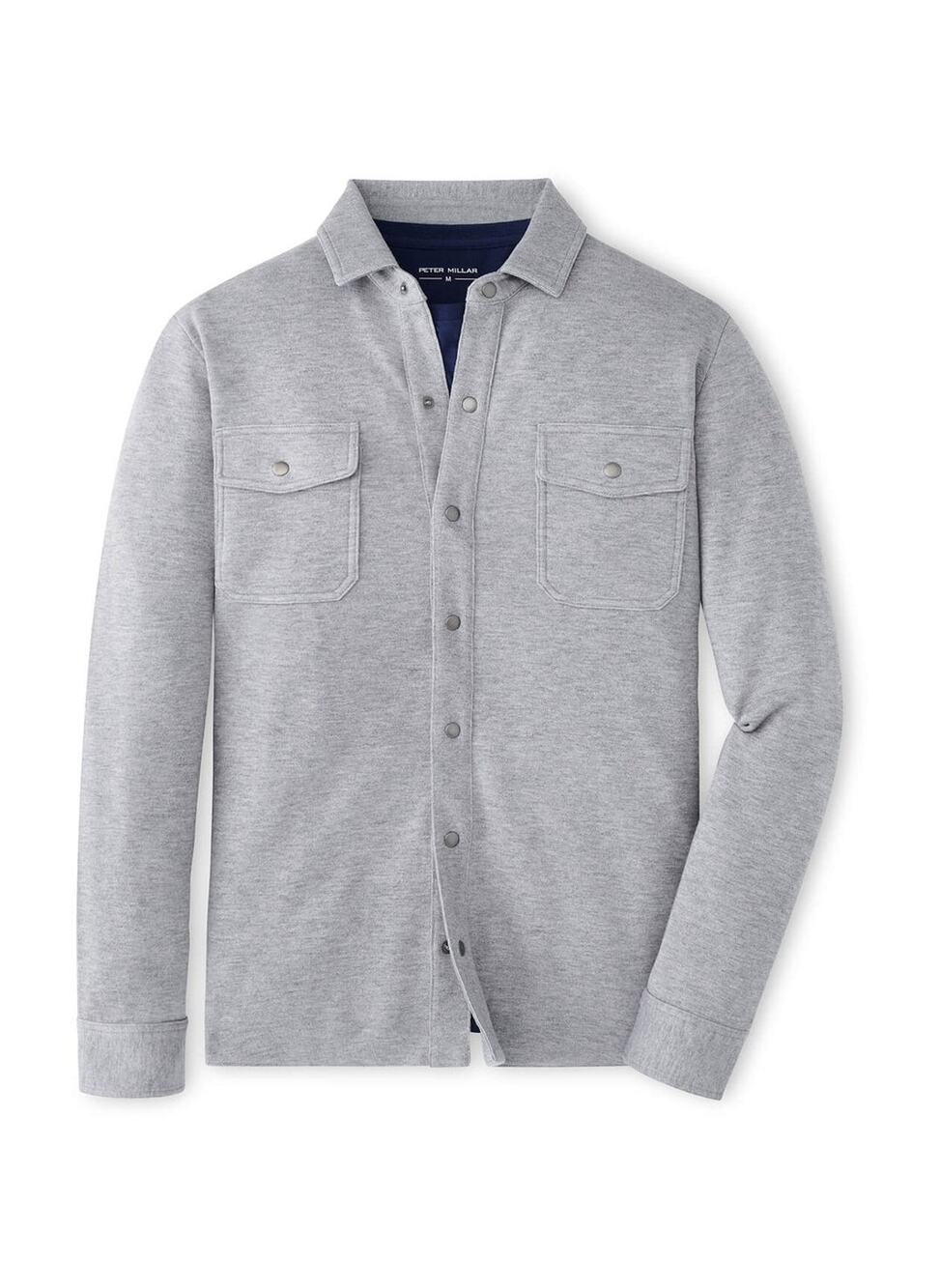 Peter Millar XL Classic Fit Ennis Snap Sweater - British Grey $295 NWT